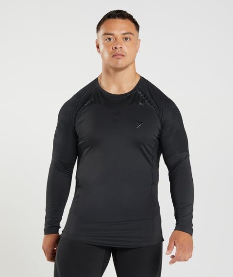 Men's Gymshark 315 Long Sleeve T-Shirts Black | CA 71N30D